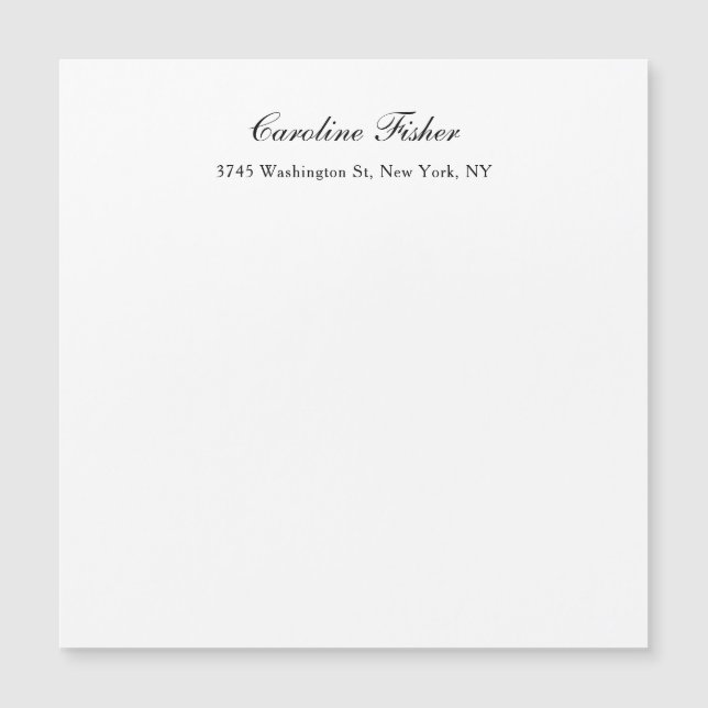 Classical Handwriting Plain White Magnetic Card (Front)