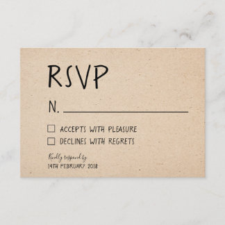 CLASSICAL HANDWRITTEN RSVP CARD - KRAFT PAPER