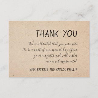 CLASSICAL HANDWRITTEN THANK YOU CARD - KRAFT PAPER