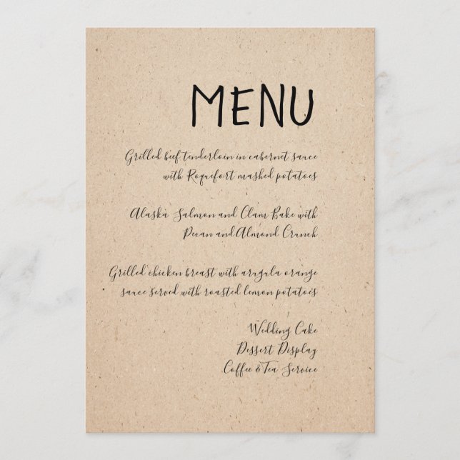 CLASSICAL HANDWRITTEN WEDDING MENU CARD (Front)