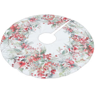 Classical Holiday Berries Brushed Polyester Tree Skirt
