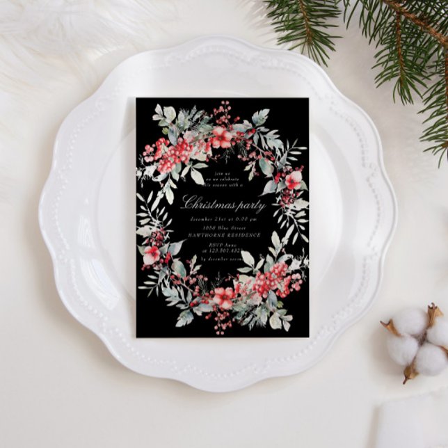 Classical Holiday Berries Christmas Party Invitation (Creator Uploaded)