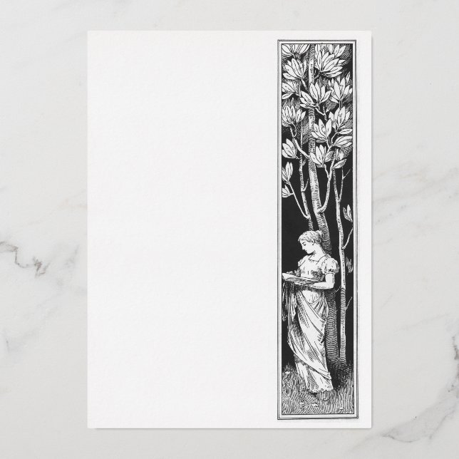 Classical lady border Foil Invitation (Front)