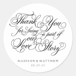 Classical Love Story   Wedding Favour Labels