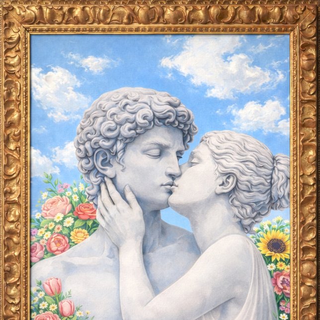 Classical Lovers Kiss – Romantic Art Valentine  Card (Creator Uploaded)