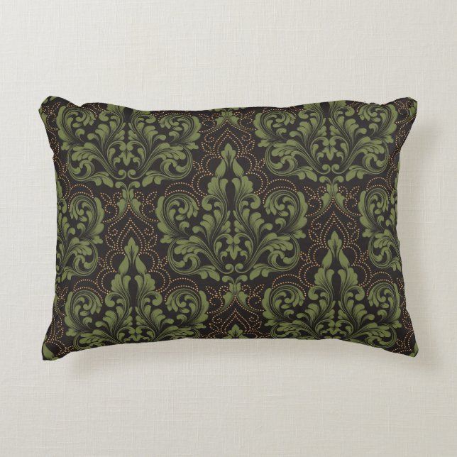 Classical luxury old fashioned damask ornament decorative cushion (Front)