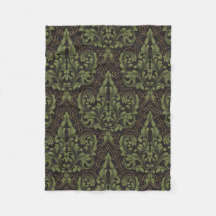 Classical luxury old fashioned damask ornament fleece blanket