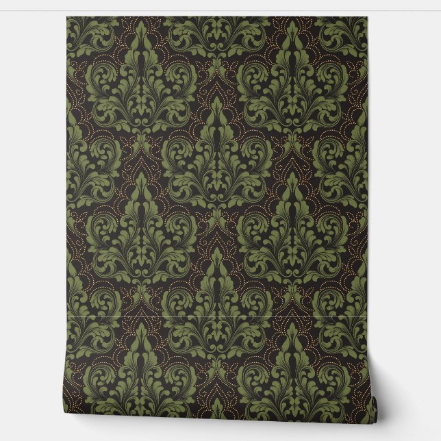 Classical luxury old fashioned damask ornament wallpaper (Unrolling)