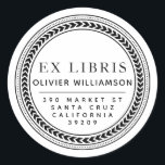 Classical Masculine Frame Ex Libris Bookplate Classic Round Sticker<br><div class="desc">This Classical Masculine Frame Ex Libris Bookplate will add a touch of class to your favourite library additions and provide a return address for their safekeeping. In a combination of Classical serif and modern sans serif typography,  this clean,  clear design will protect your valued editions for years to come.</div>
