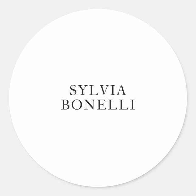 Classical Minimalist Professional Plain Add Name Classic Round Sticker (Front)