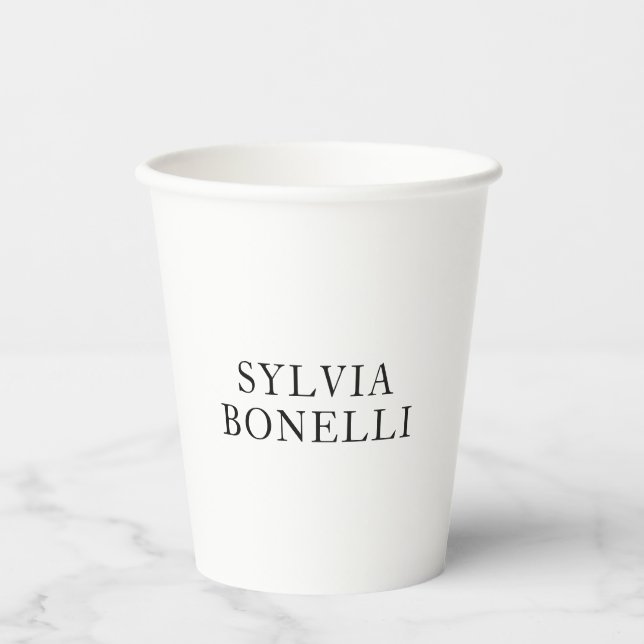 Classical Minimalist Professional Plain Add Name Paper Cups (Front)