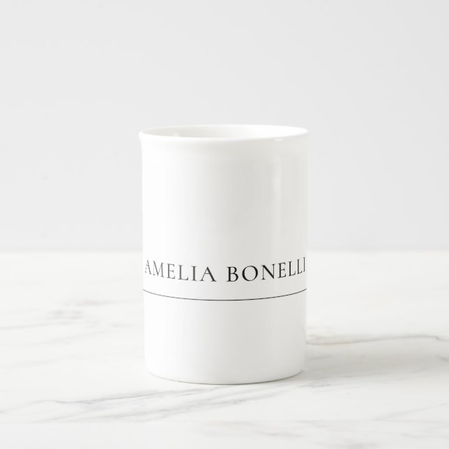Classical Minimalist Professional Plain Own Name Bone China Mug (Front)