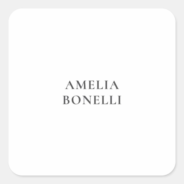 Classical Minimalist Professional Plain Square Sticker (Front)