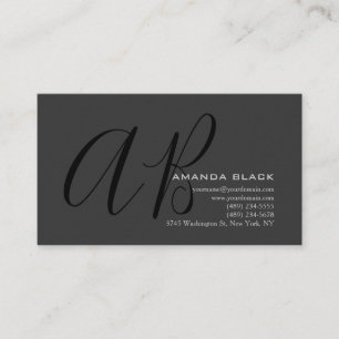 Classical Monogram Custom Grey Black Ultra-Thick Business Card