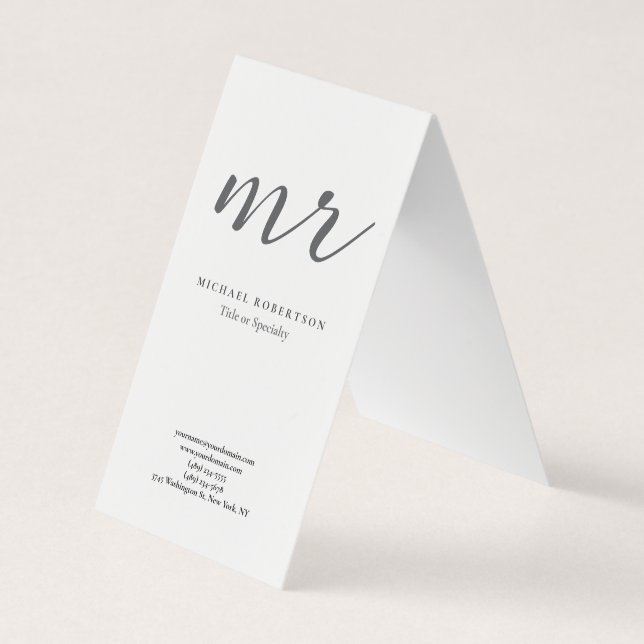 Classical Monogram Grey White Minimalist Plain Business Card (Front)