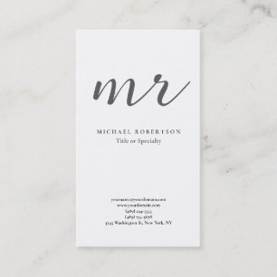 Classical Monogram Grey White Minimalist Plain Business Card