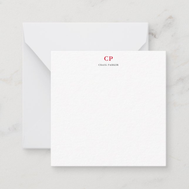 Classical Monogram Professional Plain Red White Card (Front)