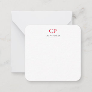 Classical Monogram Professional Plain Red White Card