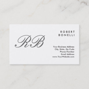 Classical Monogram White Standard Business Card