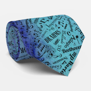 Classical Music Composer Notation Symbol Teal Blue Tie