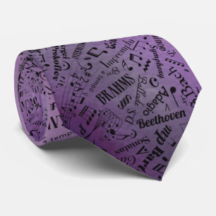 Classical Music Composers Notation Purple Tie