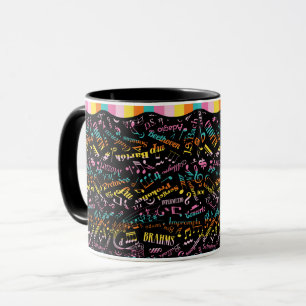 Classical Music Composers Notation Rainbow Black Mug