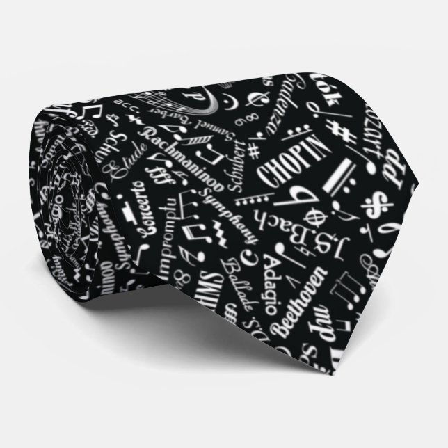 Classical Music Composers Notation Symbol Black Tie (Rolled)