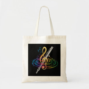 Classical Music Treble Clef Flautist Gift Flute Pu Tote Bag