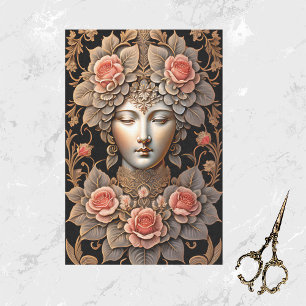 Classical Orange Roses Lady Illustration Tissue Paper
