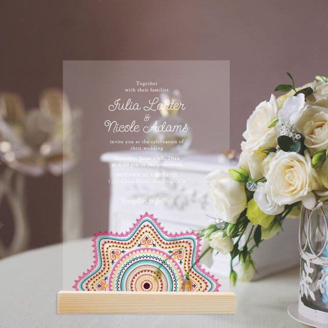 Classical Ornate Art Deco Style Mandala Wedding Acrylic Invitations (Creator Uploaded)