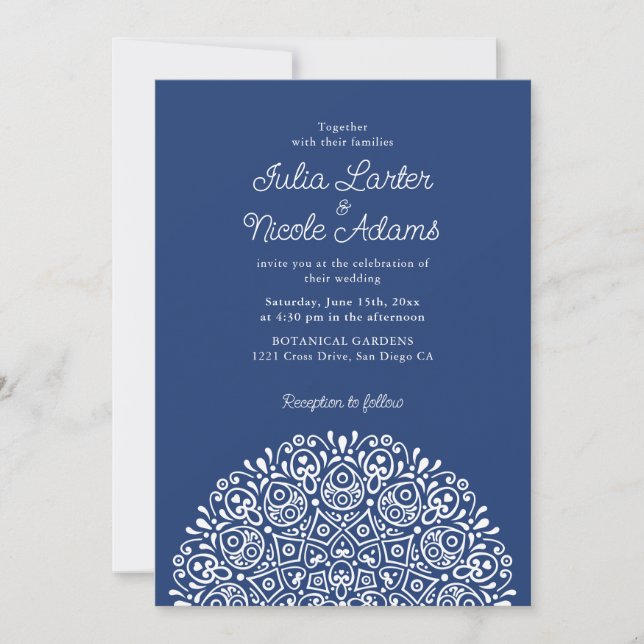 Classical Ornate Art Deco Style Mandala Wedding Invitation (Front)