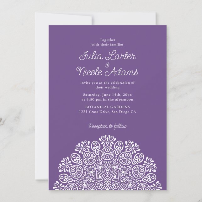 Classical Ornate Art Deco Style Mandala Wedding Invitation (Front)