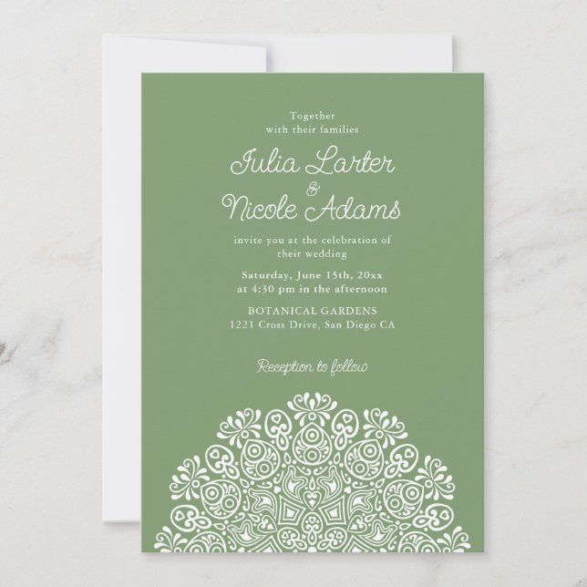 Classical Ornate Art Deco Style Mandala Wedding Invitation (Front)