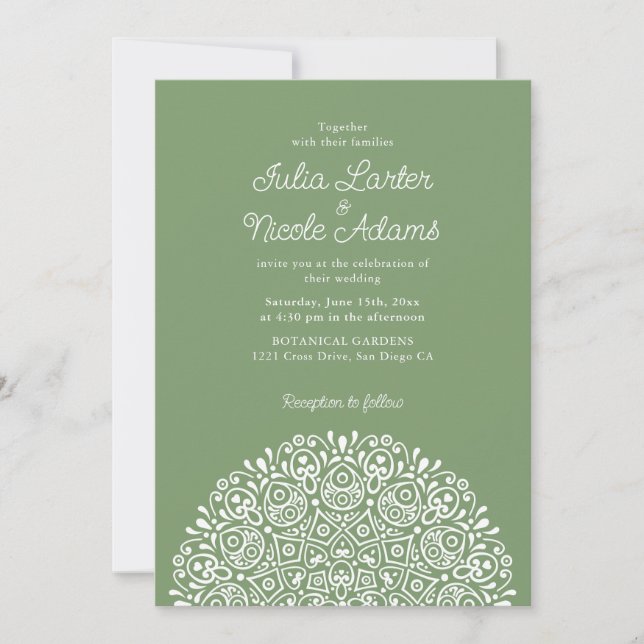Classical Ornate Art Deco Style Mandala Wedding Invitation (Front)
