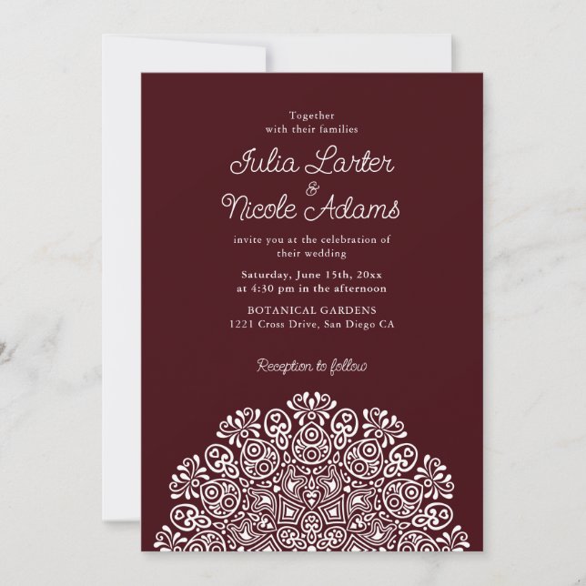 Classical Ornate Art Deco Style Mandala Wedding Invitation (Front)