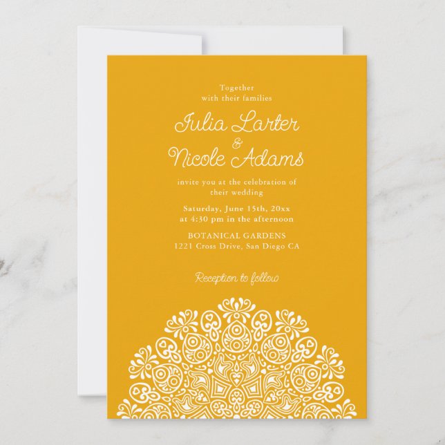 Classical Ornate Art Deco Style Mandala Wedding Invitation (Front)