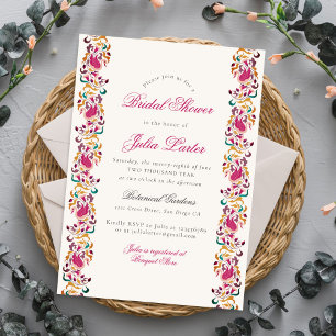 Classical Pearl Swan Floral Frame Bridal Shower Invitation