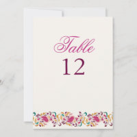 Classical Pearl Swan Floral Wedding Table Number