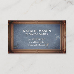 Classical Picture Frame Blue Grunge Texture Business Card