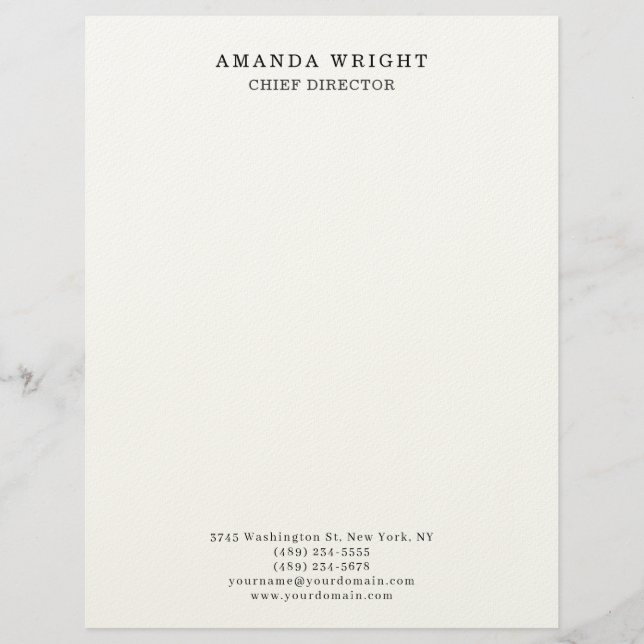 Classical Plain Attractive Stylish Business Custom Letterhead (Front)