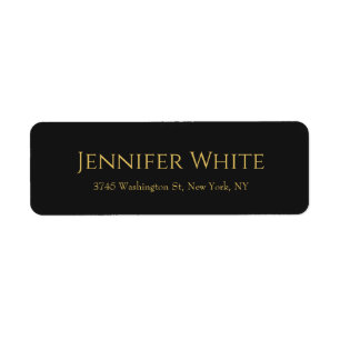 Classical Plain Elegant Black Gold Colour Minimal Return Address Label