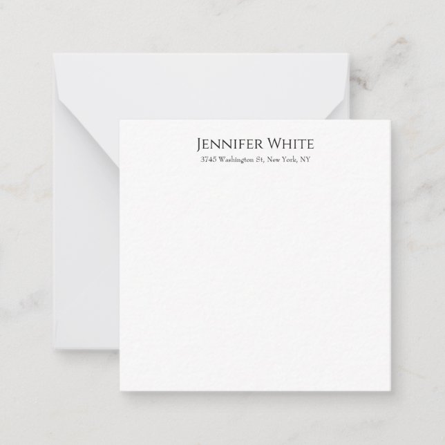 Classical Plain Elegant Black & White Minimalist Card (Front)
