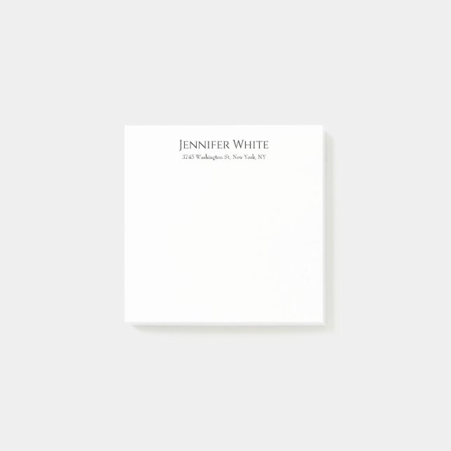 Classical Plain Elegant Black & White Minimalist Post-it Notes (Front)