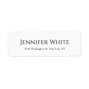Classical Plain Elegant Black & White Minimalist Return Address Label
