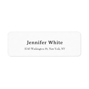 Classical Plain Elegant Black & White Minimalist Return Address Label