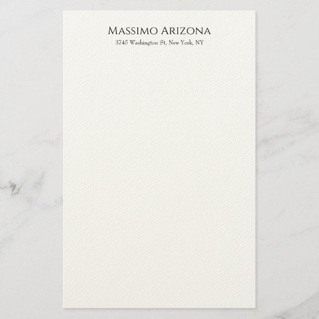 Classical Plain Elegant Black & White Minimalist Stationery (Front)