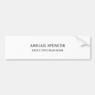 Classical Plain Simple Black White Professional Bumper Sticker