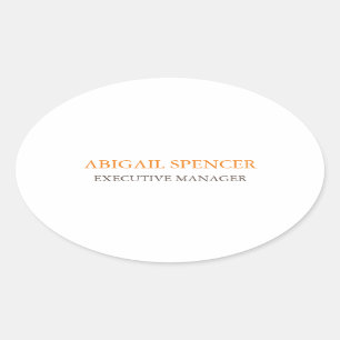 Classical Plain Simple Black White Professional Oval Sticker