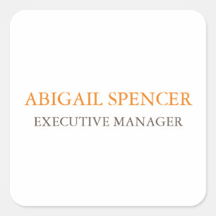 Classical Plain Simple Clean Professional Business Square Sticker