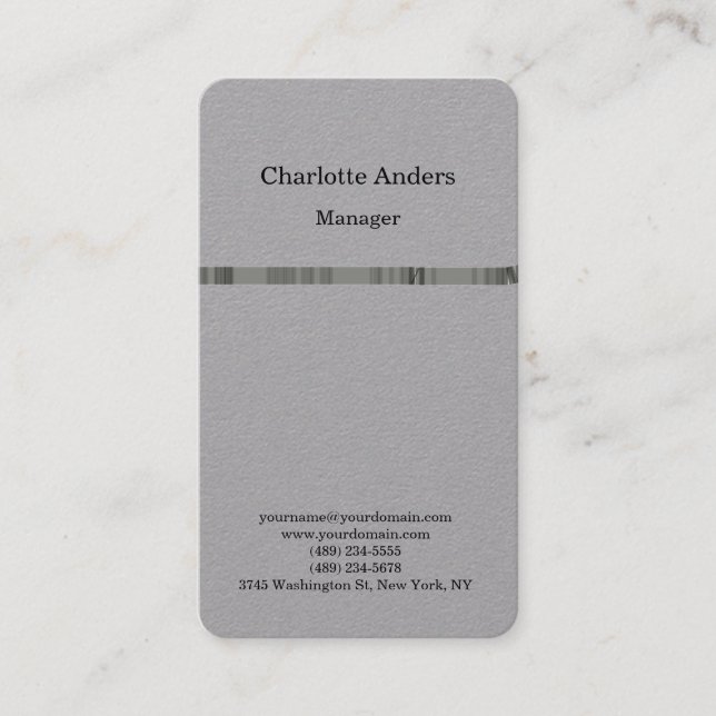 Classical plain simple minimalist grey business card (Front)